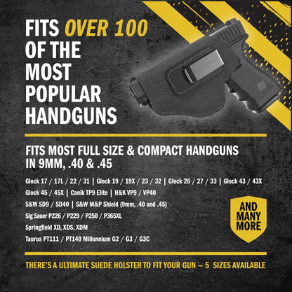 Relentless Tactical The Ultimate Suede Leather IWB Holster Large Size | Fits S&W Shield/Glock/XD - Lifetime Warranty - Made in USA - Angler's Pro Tackle & Outdoors