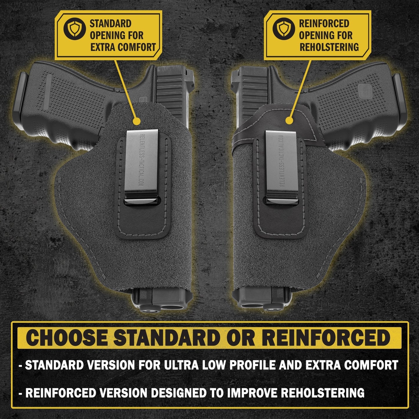 Relentless Tactical The Ultimate Suede Leather IWB Holster Large Size | Fits S&W Shield/Glock/XD - Lifetime Warranty - Made in USA - Angler's Pro Tackle & Outdoors