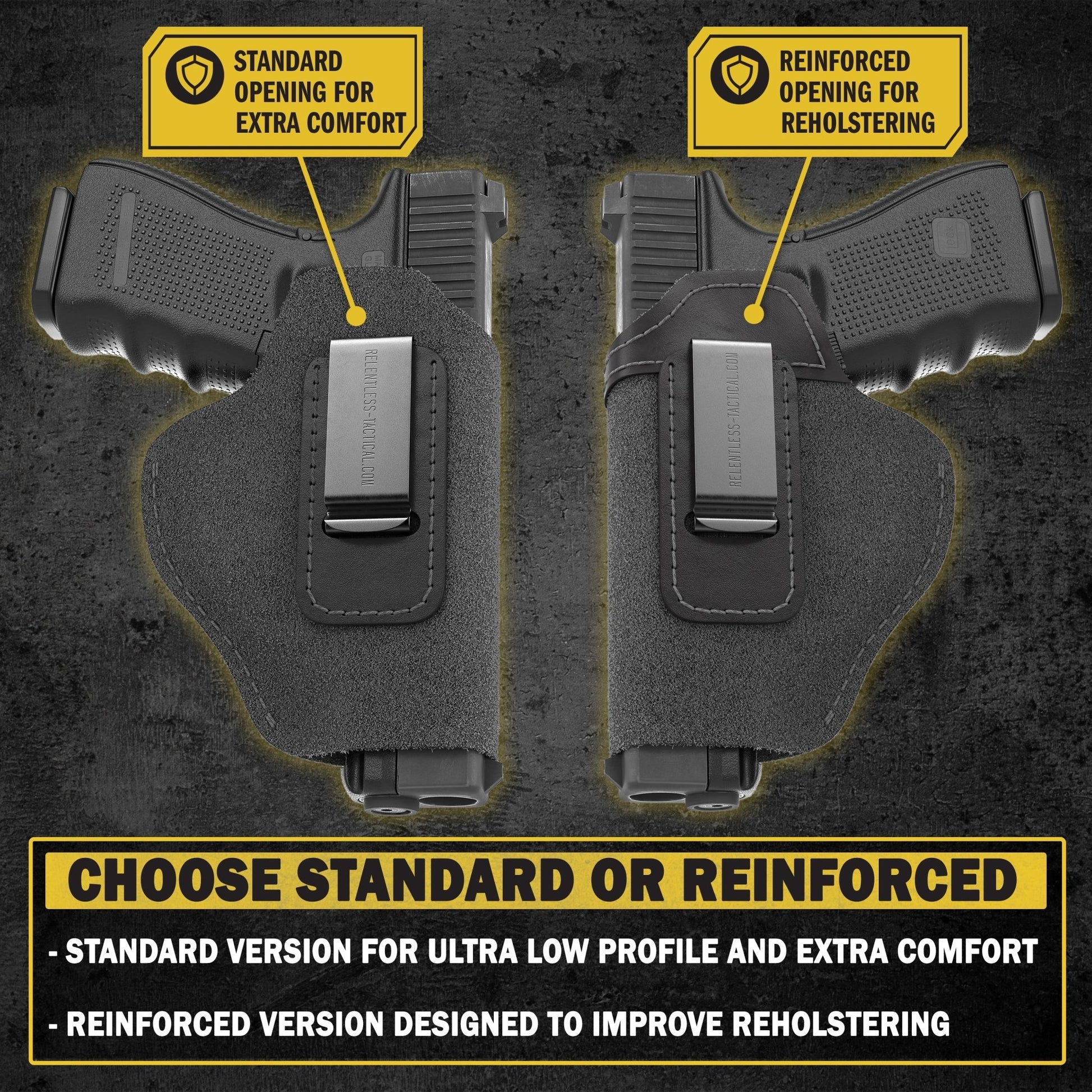 Relentless Tactical The Ultimate Suede Leather IWB Holster Large Size | Fits S&W Shield/Glock/XD - Lifetime Warranty - Made in USA - Angler's Pro Tackle & Outdoors