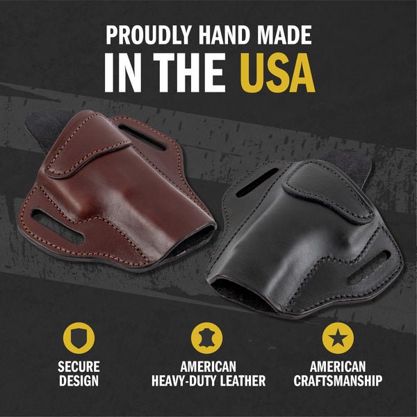 Relentless Tactical Ultimate Leather Holster 2 Slot OWB | Made in USA | Lifetime Warranty | For GLOCK 17 19 22 26 32 33 / S&W M&P Shield / Springfield XD & XDS / Plus All Similar Sized Handguns - Angler's Pro Tackle & Outdoors