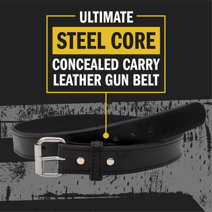 Relentless Tactical Ultimate Steel Core Concealed Carry Leather Gun Belt - Lifetime Warranty - Made In USA - Angler's Pro Tackle & Outdoors