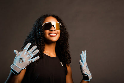 Resilient SFBL Championship Fastpitch Batting gloves - Grey and Angel Blue