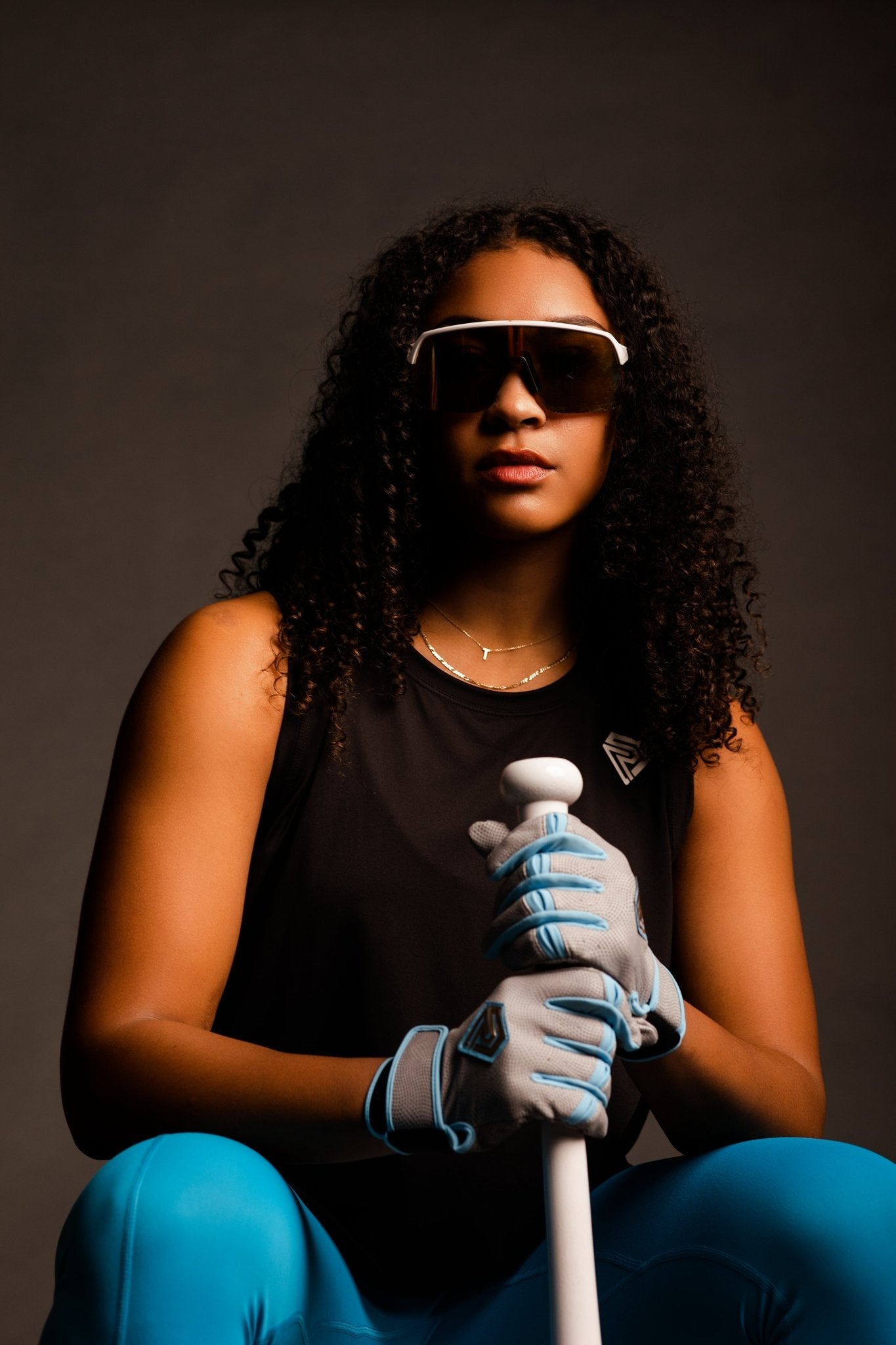 Resilient SFBL Championship Fastpitch Batting gloves - Grey and Angel Blue