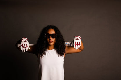 Resilient SFBL Championship Fastpitch Batting gloves - White and Maroon