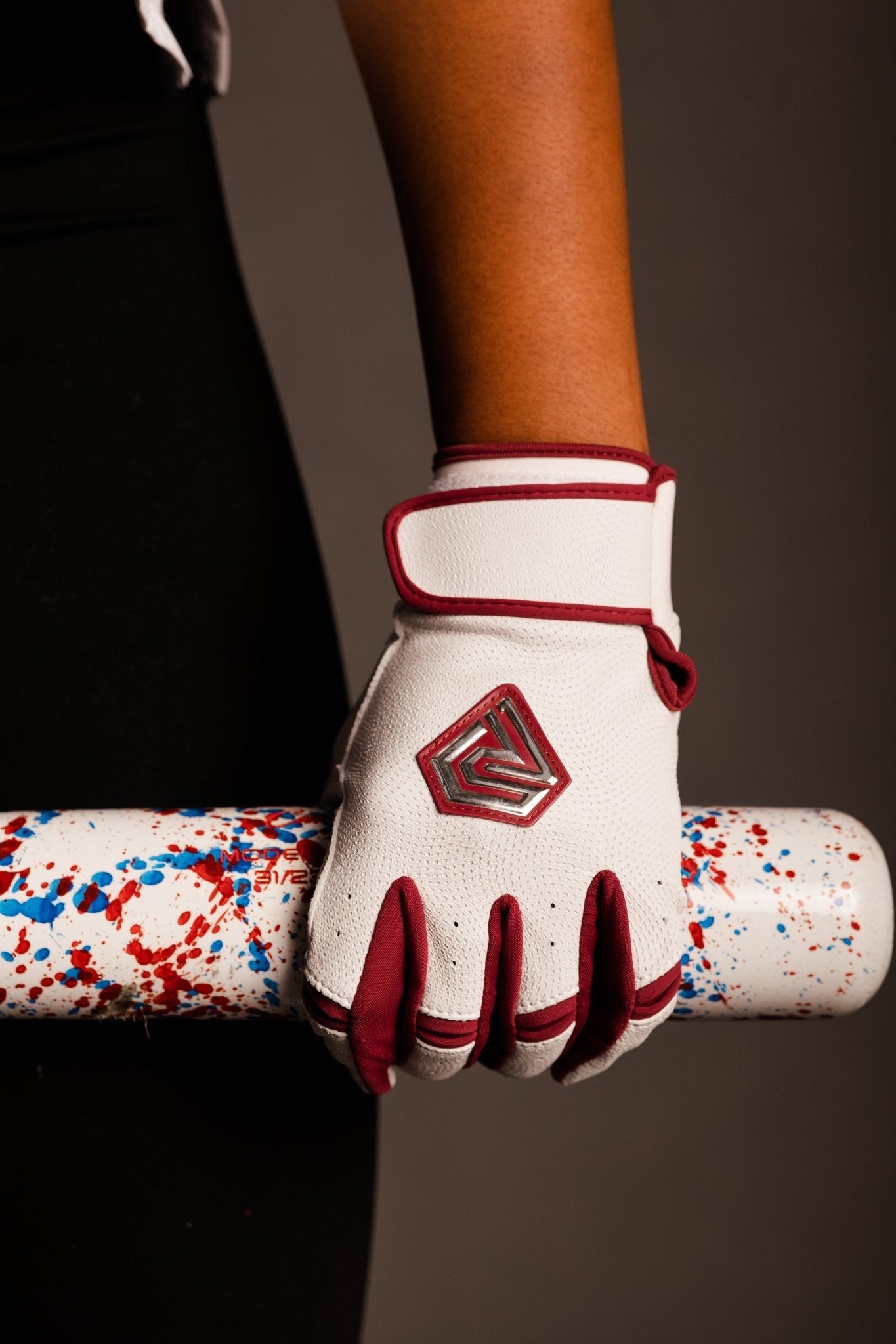 Resilient SFBL Championship Fastpitch Batting gloves - White and Maroon