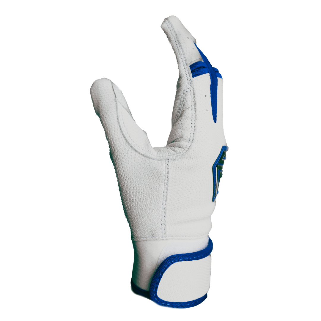 Resilient SFBL Championship Fastpitch Batting gloves - White and Royal Blue