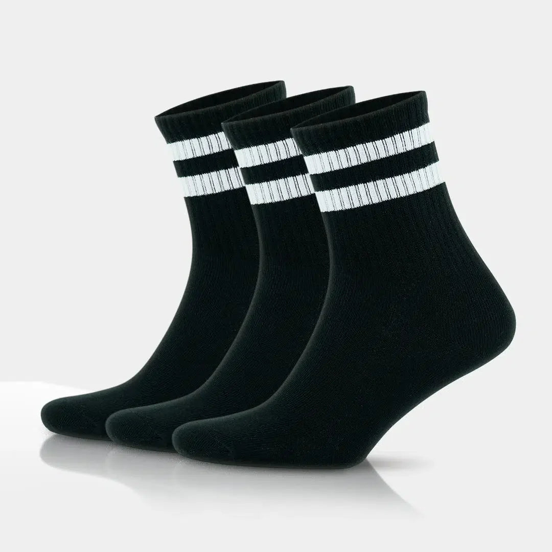 GoWith Men's Cotton Quarter Striped Retro College Socks