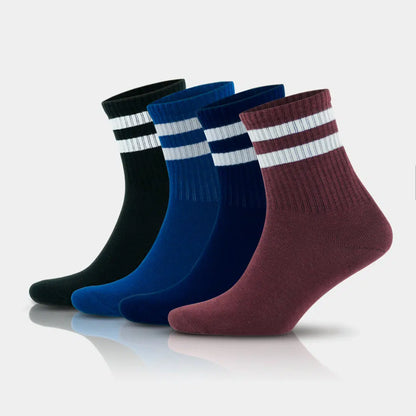 GoWith Men's Cotton Quarter Striped Retro College Socks