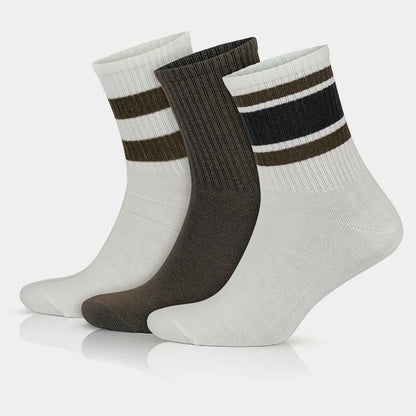 GoWith Men's Cotton Quarter Striped Retro College Socks