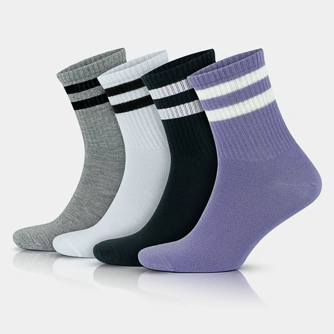 GoWith Men's Cotton Quarter Striped Retro College Socks