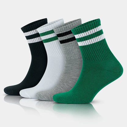 GoWith Men's Cotton Quarter Striped Retro College Socks