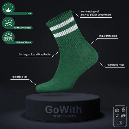 GoWith Men's Cotton Quarter Striped Retro College Socks