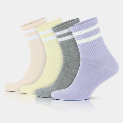 GoWith Men's Cotton Quarter Striped Retro College Socks