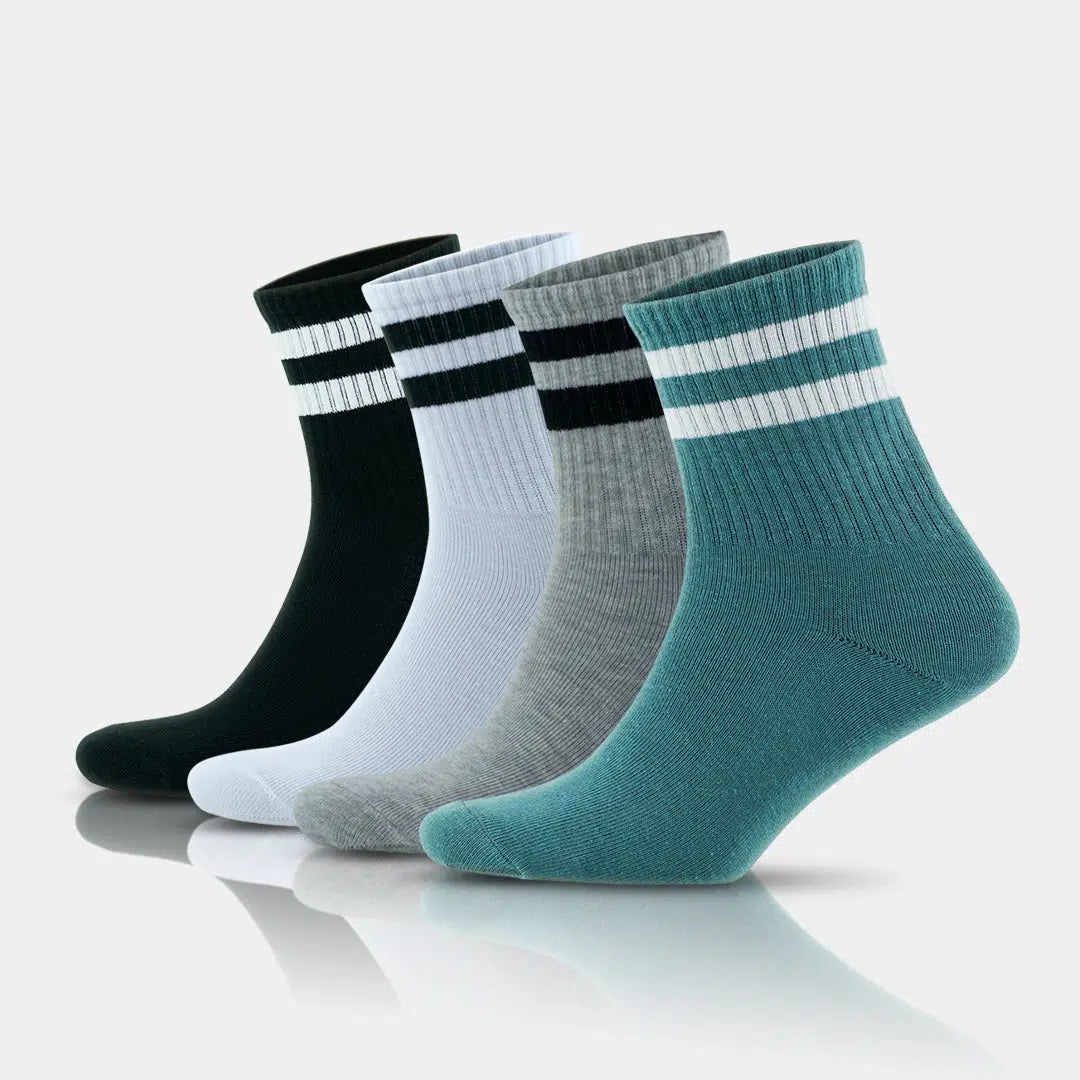 GoWith Men's Cotton Quarter Striped Retro College Socks