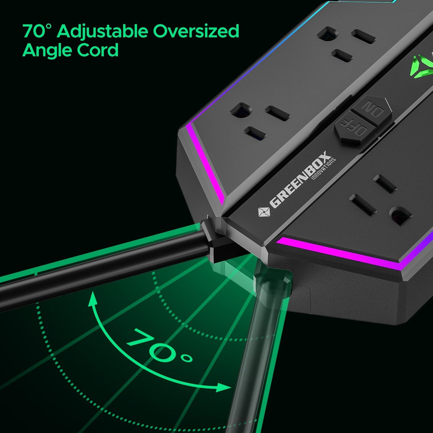 Rocket Socket 6 Outlet Surge Protector Power Strip with RGB Lights and PD 20W Fast Charging USB Ports, Wide - Spaced Outlet Perfect for e - Sports, Game PC, Home and Offices - Angler's Pro Tackle & Outdoors