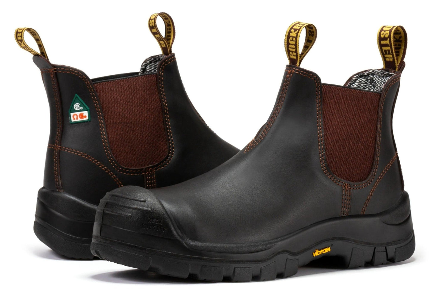 RockRooster Beaufort Men's Dark Brown 6 inch Composite Toe Pull - on Leather Work Boots VAK631 - Angler's Pro Tackle & Outdoors