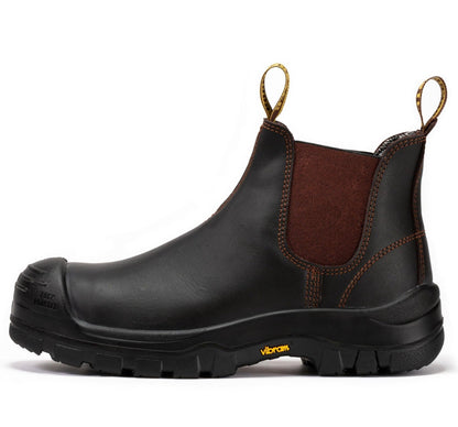 RockRooster Beaufort Men's Dark Brown 6 inch Composite Toe Pull - on Leather Work Boots VAK631 - Angler's Pro Tackle & Outdoors