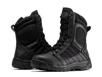 RockRooster Botas Pro Black Men's 8 inch Side Zipper Rubber Sole Tactical Boots BMP110BK - Angler's Pro Tackle & Outdoors