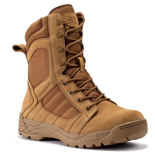 RockRooster Botas Pro Coyote Men's 8 inch Side Zipper Rubber Sole Tactical Boots BMP110CT - Angler's Pro Tackle & Outdoors