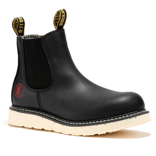RockRooster Capitola Men's 6 inch Black Steel Toe Wedge Work Boots SAP101