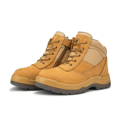 RockRooster Cortez Tan 6 Inch Zip - sided Steel toecap Leather Work Boots AK050 - Angler's Pro Tackle & Outdoors