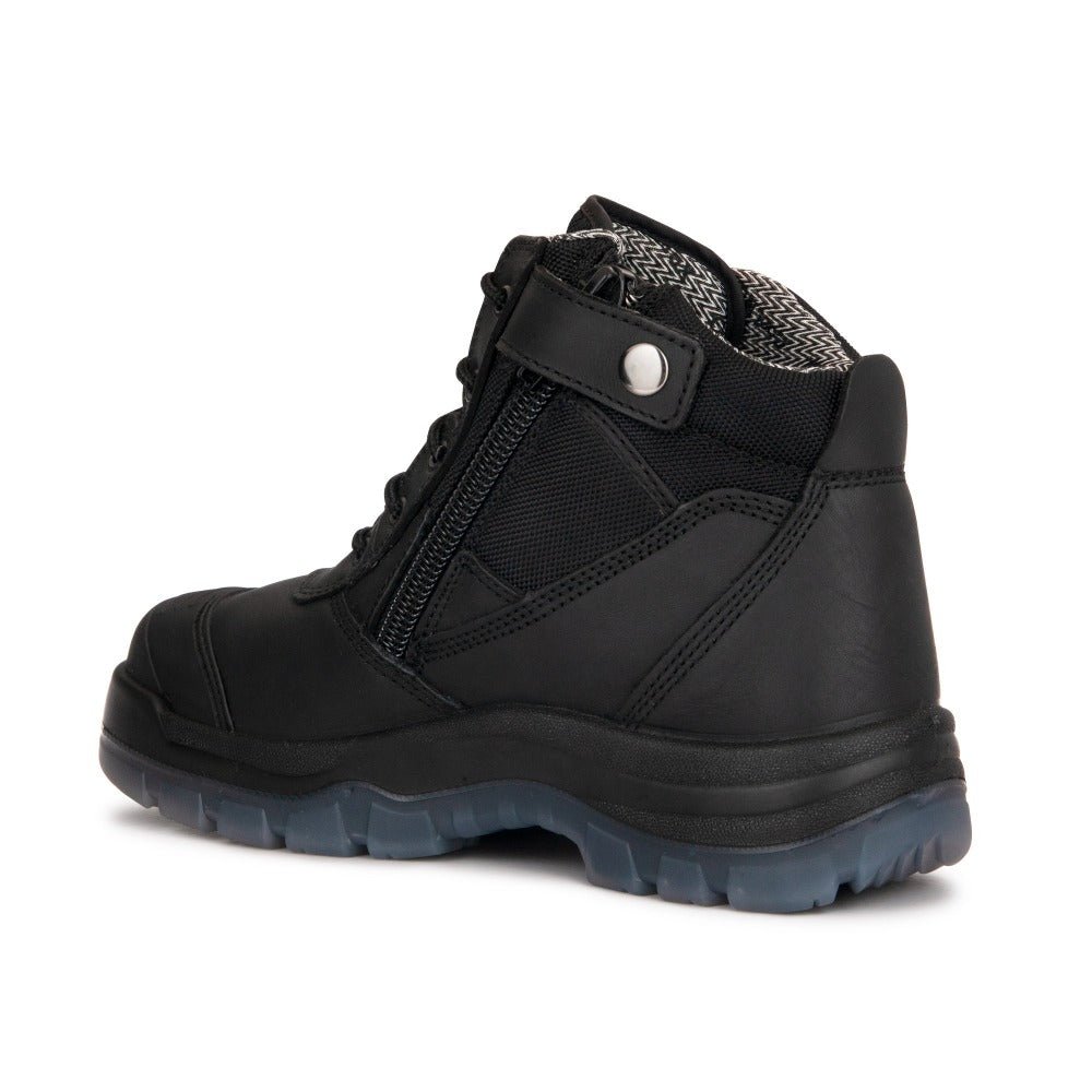 RockRooster Crisson Black 6 inch Zip sided Steel Toe Leather Work Boots AK050BK - Angler's Pro Tackle & Outdoors