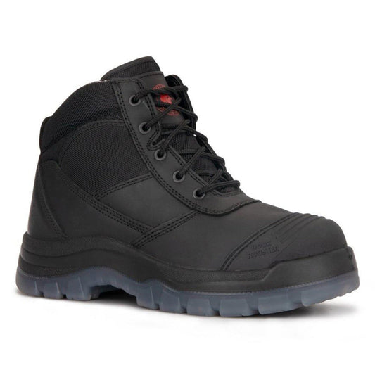 RockRooster Crisson Black 6 inch Zip sided Steel Toe Leather Work Boots AK050BK