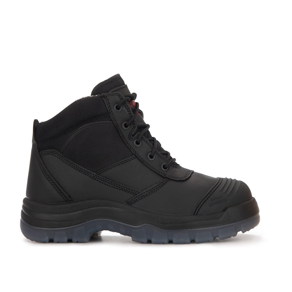 RockRooster Crisson Black 6 inch Zip sided Steel Toe Leather Work Boots AK050BK