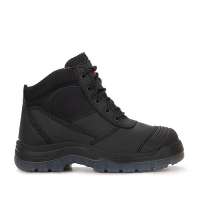 RockRooster Crisson Black 6 inch Zip sided Steel Toe Leather Work Boots AK050BK