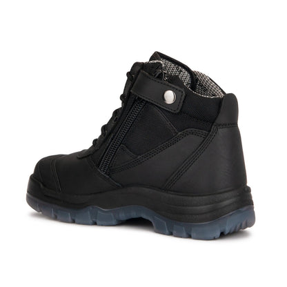 RockRooster Crisson Black 6 inch Zip sided Steel Toe Leather Work Boots AK050BK
