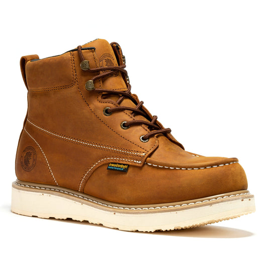 RockRooster Edgewood Men's 6 inch Brown steel toe waterproof wedge work boots SAP858