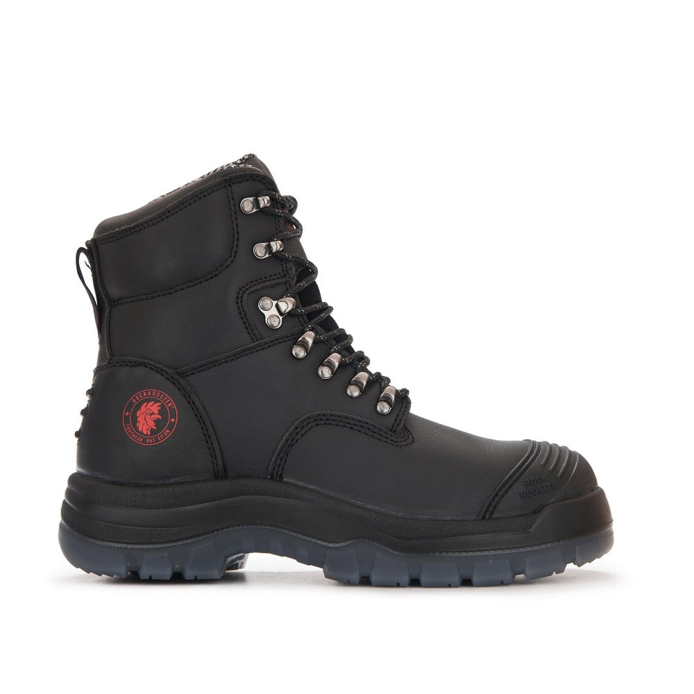 RockRooster Kensington Black 7 inch Zip-sided Steel Toe Leather Work Boots AK245Z
