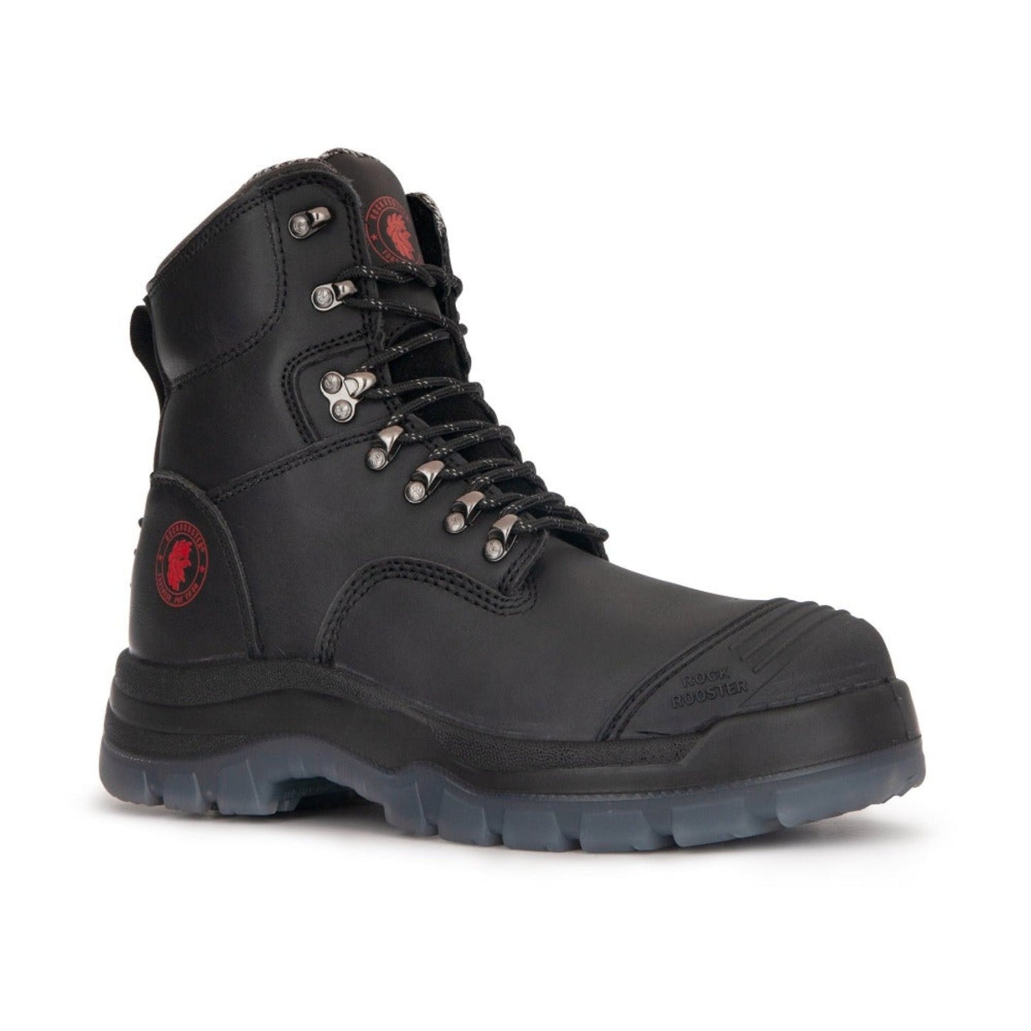 RockRooster Kensington Black 7 inch Zip-sided Steel Toe Leather Work Boots AK245Z