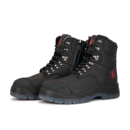 RockRooster Kensington Black 7 inch Zip-sided Steel Toe Leather Work Boots AK245Z