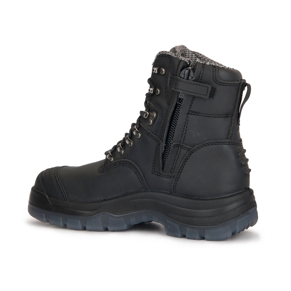 RockRooster Kensington Black 7 inch Zip-sided Steel Toe Leather Work Boots AK245Z