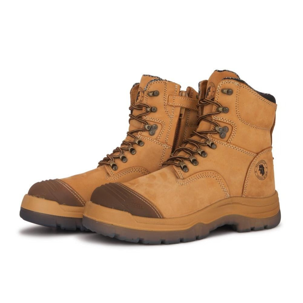 RockRooster Kimberly Tan 7 inch Zip - sided Steel Toe Leather Work Boots AK232Z - Angler's Pro Tackle & Outdoors