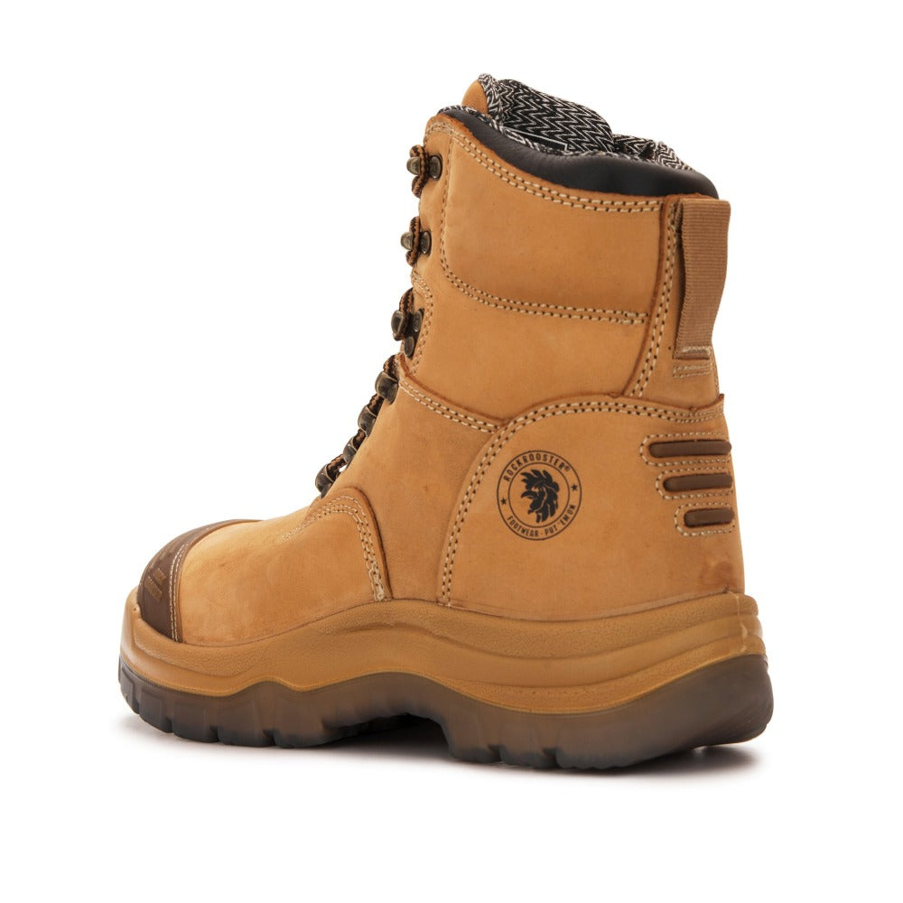 RockRooster Kimberly Tan 7 inch Zip-sided Steel Toe Leather Work Boots AK232Z