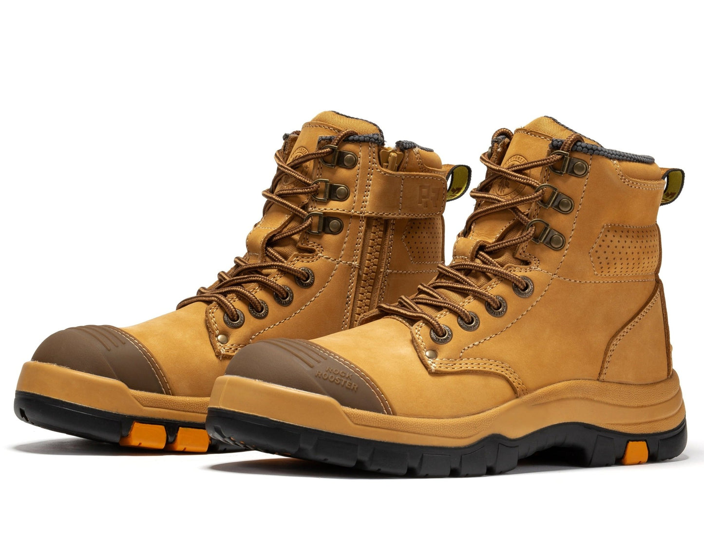 RockRooster Madison Tan 6 inch Zip - sided Steel Toe Leather Work Boots AK052 - Angler's Pro Tackle & Outdoors