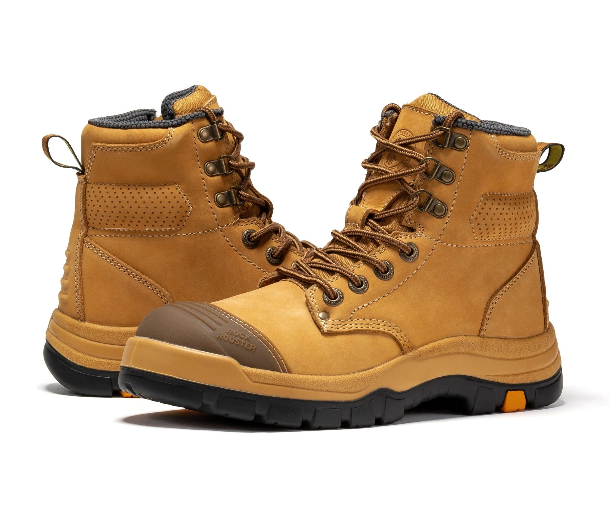 RockRooster Madison Tan 6 inch Zip - sided Steel Toe Leather Work Boots AK052 - Angler's Pro Tackle & Outdoors
