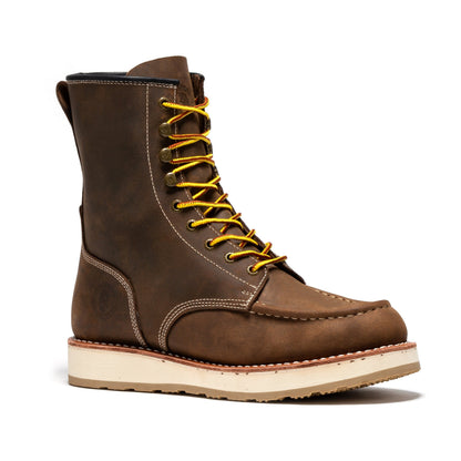 RockRooster Mantua Men's 8 inch Dark Brown Soft Toe Wedge Work Boots SAP308