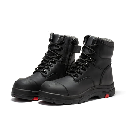 RockRooster Roslyn Black 7 inch Zip-sided Composite Toe Leather Work Boots CP245Z