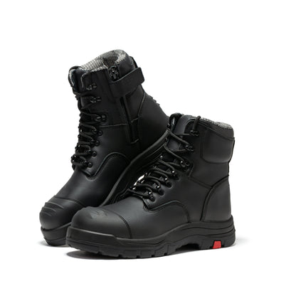 RockRooster Roslyn Black 7 inch Zip-sided Composite Toe Leather Work Boots CP245Z