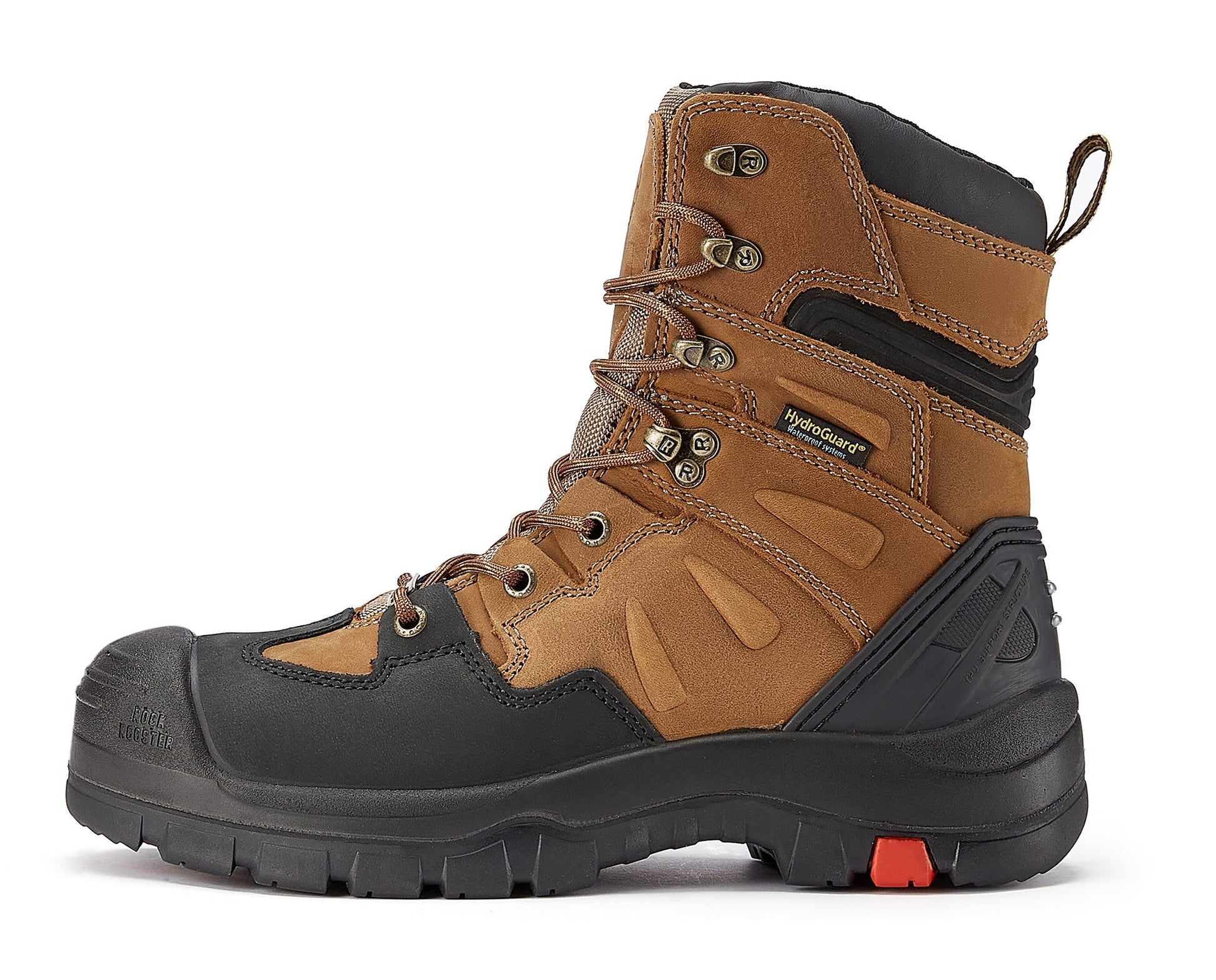 RockRooster Woodland Men's 8 inch Brown Work Boots, Composite Toe, Slip Resistant, Electrical Hazard Protection, Rubber outsole AK869 - Angler's Pro Tackle & Outdoors
