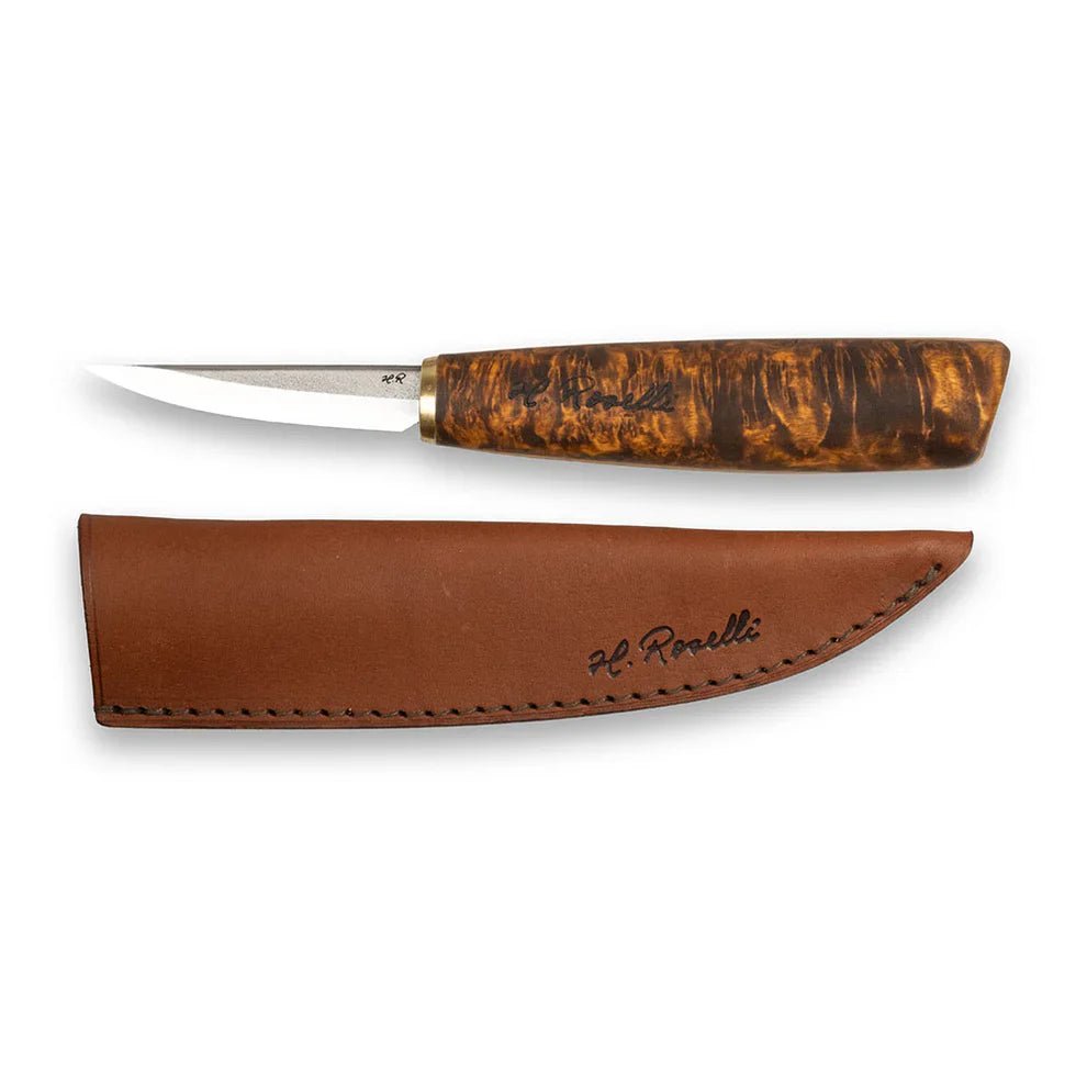 Roselli R113 The Carving Knife (Short Blade) - Stained Curly Birch - Angler's Pro Tackle & Outdoors