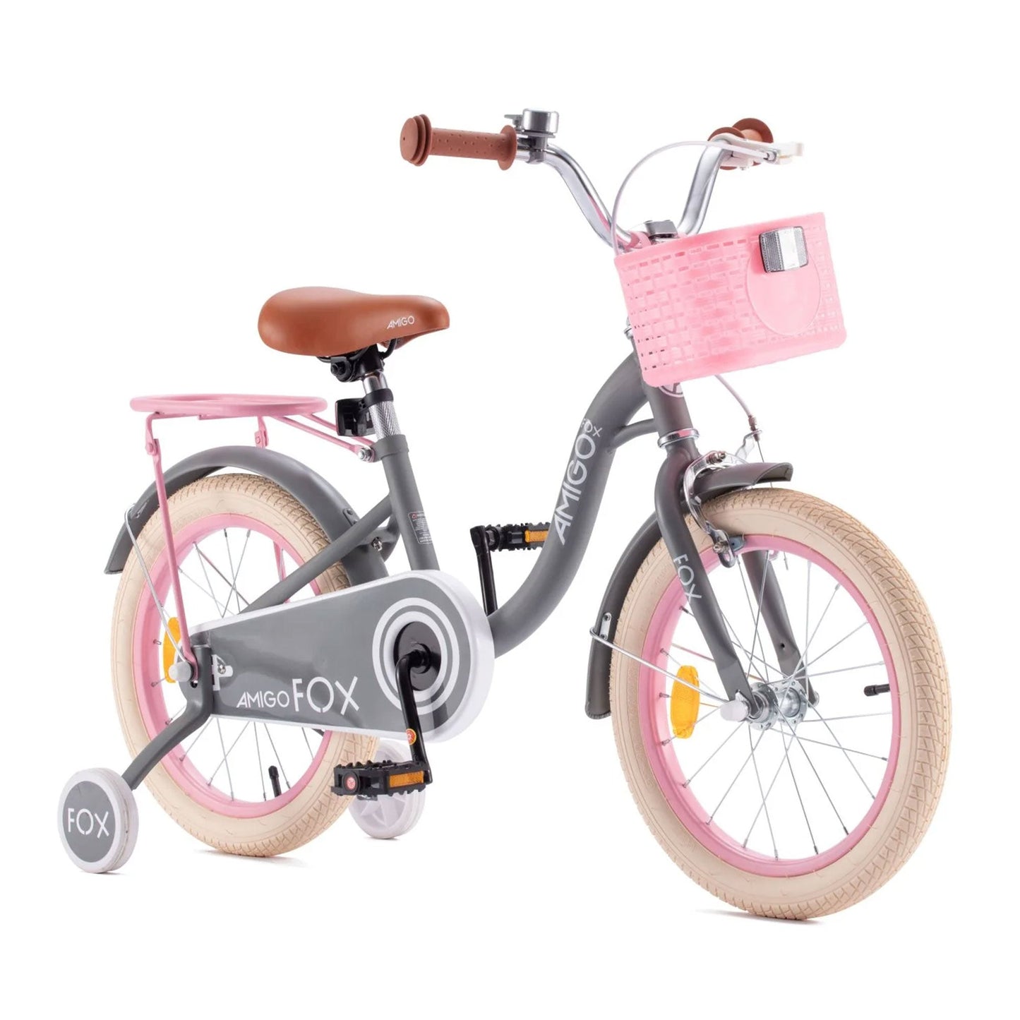 RoyalBaby Amigo Fox Kids Lightweight Bike w/ Training Wheels and Kickstand, Gray - Angler's Pro Tackle & Outdoors