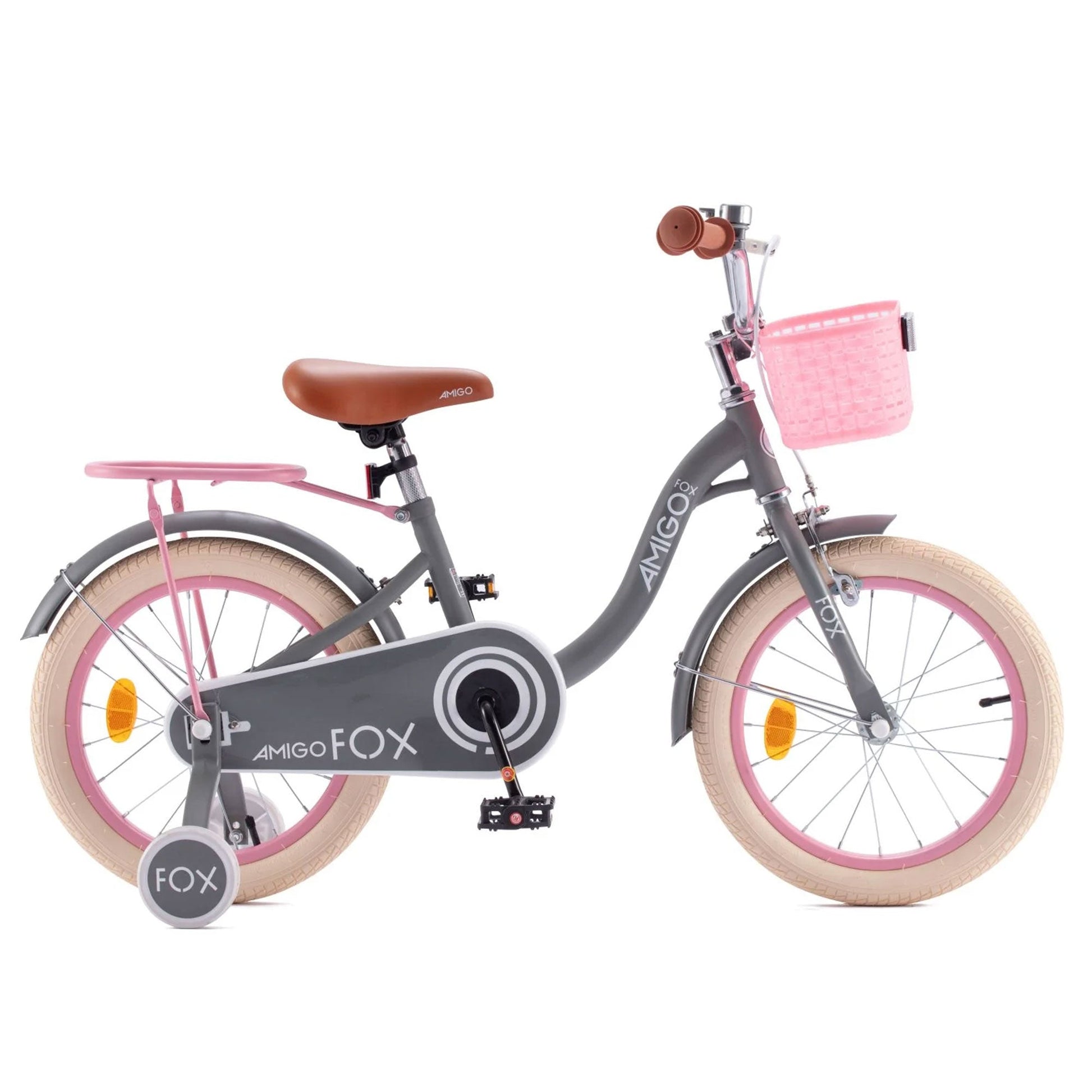 RoyalBaby Amigo Fox Kids Lightweight Bike w/ Training Wheels and Kickstand, Gray - Angler's Pro Tackle & Outdoors