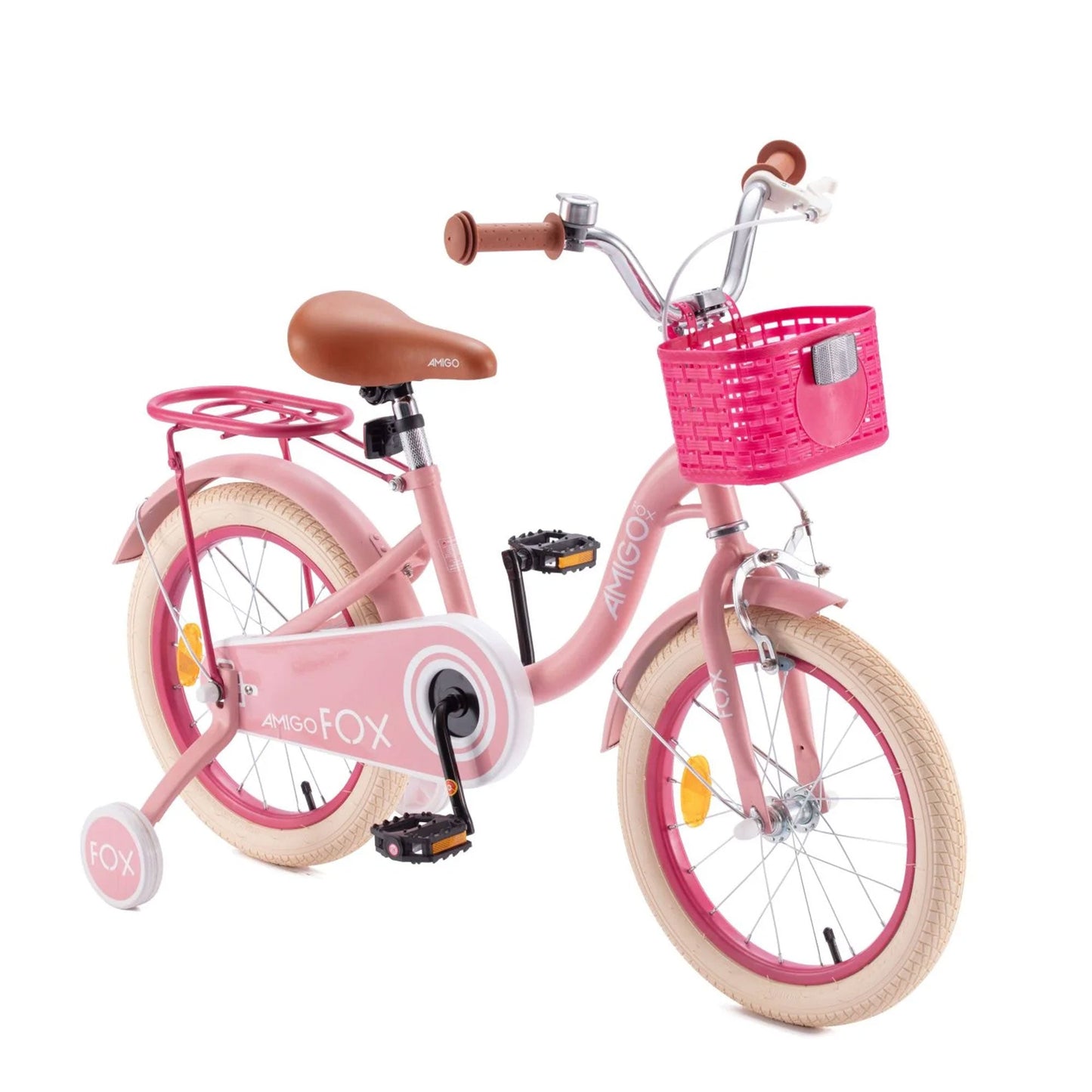 RoyalBaby Amigo Fox Kids Lightweight Bike w/ Training Wheels and Kickstand, Pink - Angler's Pro Tackle & Outdoors