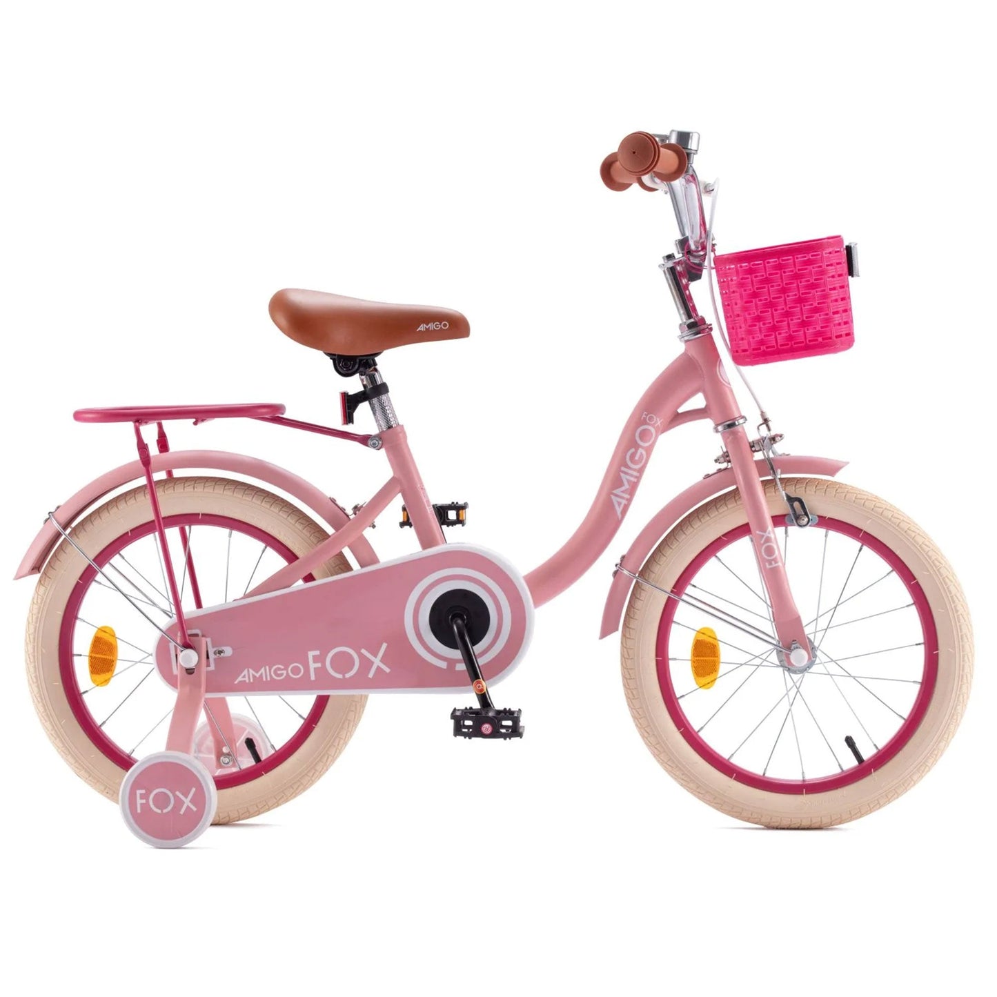 RoyalBaby Amigo Fox Kids Lightweight Bike w/ Training Wheels and Kickstand, Pink - Angler's Pro Tackle & Outdoors