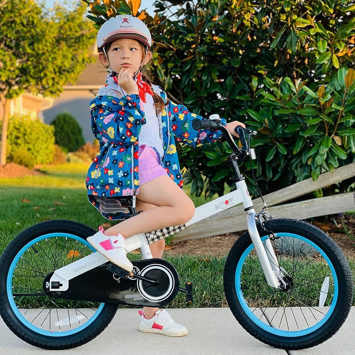 RoyalBaby Buttons 16 Inch Kids Bike with Kickstand and Training Wheels, Blue - Angler's Pro Tackle & Outdoors