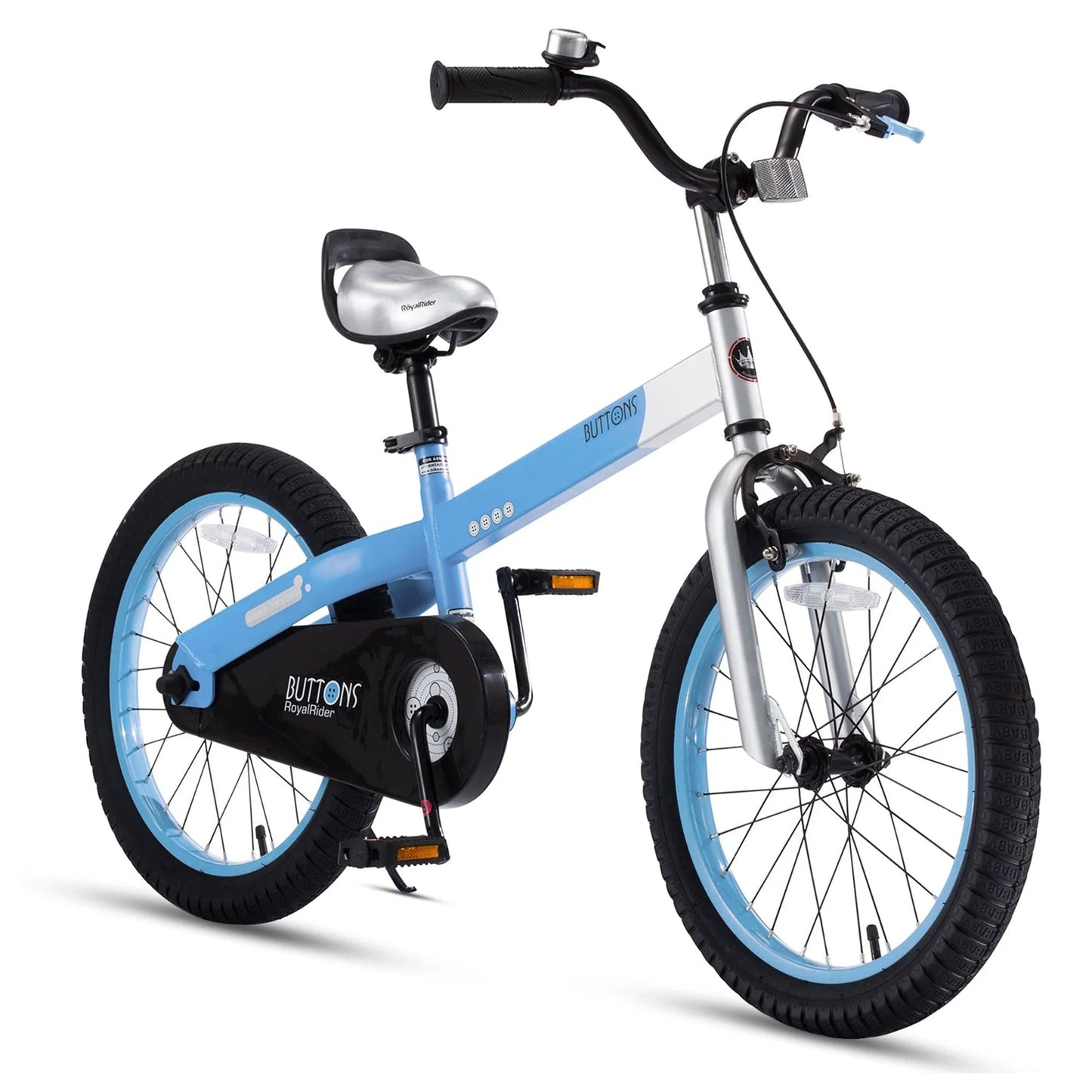 RoyalBaby Buttons 18" Kids Bike with Kickstand & Training Wheels, Matte Blue - Angler's Pro Tackle & Outdoors